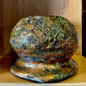 Home sona resham pot – antique golden embroidered matki